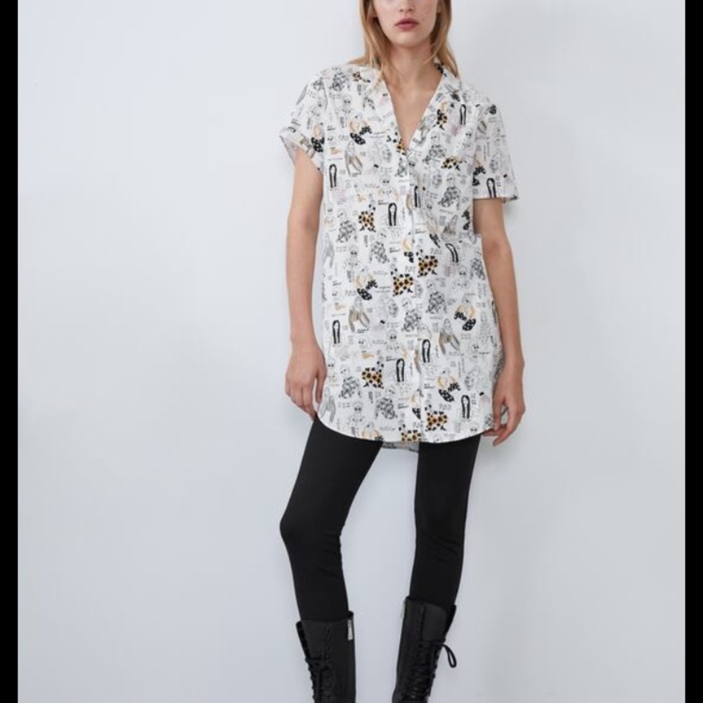 Zara | Figurative Printed Top XS